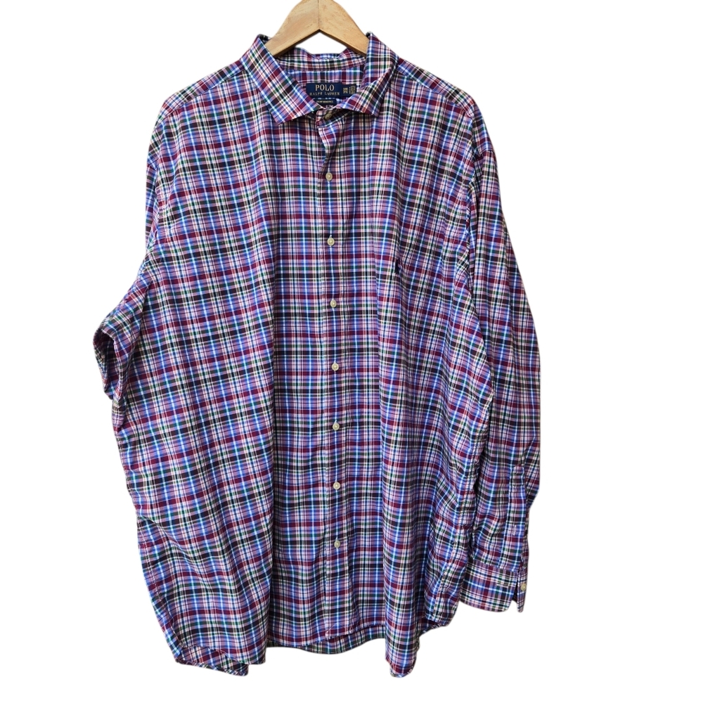 Polo Ralph Lauren performance Mens 3XB travel shirt Nylon Blend Plaid